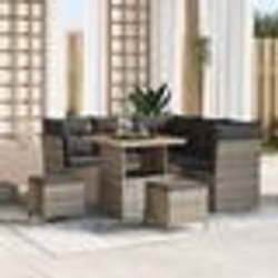 vidaXL Canapé de jardin 8 pièces avec coussins en polyrotin gris et acacia
