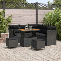 vidaXL Ensemble de canapé de jardin 8 pcs Noir polyrotin