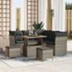 vidaXL Ensemble de canapé de jardin 8 pièces avec coussins gris en poly rattan et acacia.