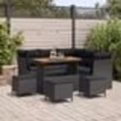 vidaXL Canapé de jardin 9 pièces avec coussins noirs en poly rotin et acacia