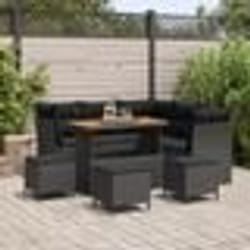 vidaXL Canapé de jardin 9 pièces avec coussins noirs en poly rotin et acacia