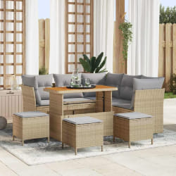 vidaXL Ensemble de canapé de jardin 9 pcs Beige polyrotin