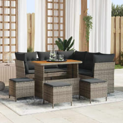 vidaXL Ensemble de canapé de jardin 9 pcs Gris polyrotin
