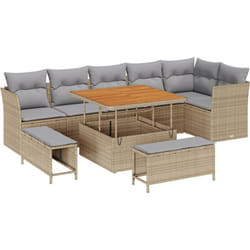 Vidaxl - Ensemble de canapé de jardin 9 pièces avec coussins beige en poly rotin et acacia.
