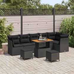 Vidaxl Ensemble De Canapé De Jardin 9 Pcs Noir Polyrotin