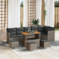 vidaXL Ensemble de canapé de jardin 10 pcs Gris polyrotin