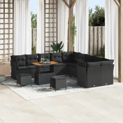 vidaXL Ensemble de canapé de jardin 13 pcs Noir polyrotin