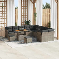 vidaXL Ensemble de canapé de jardin 13 pcs Gris polyrotin