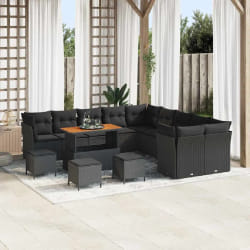 vidaXL Ensemble de canapé de jardin 14 pcs Noir polyrotin