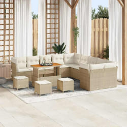 vidaXL Ensemble de canapé de jardin 14 pcs Beige polyrotin