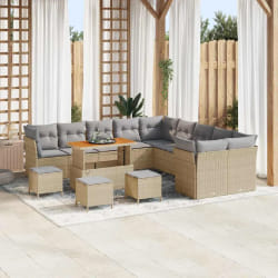 vidaXL Ensemble de canapé de jardin 14 pcs Beige polyrotin