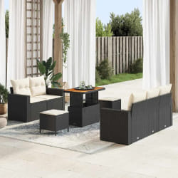 vidaXL Ensemble de canapé de jardin 8 pcs Noir polyrotin