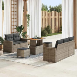 vidaXL Ensemble de canapé de jardin 8 pcs Gris polyrotin