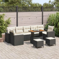 vidaXL Ensemble de canapé de jardin 10 pcs Noir polyrotin