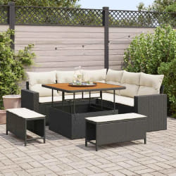 vidaXL Ensemble de canapé de jardin 8 pcs Noir polyrotin