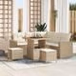 vidaXL Salon de jardin 8 pièces avec coussins beige en poly rotin et acacia