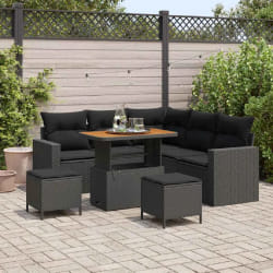 vidaXL Ensemble de canapé de jardin 8 pcs Noir polyrotin