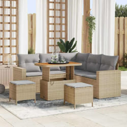 vidaXL Ensemble de canapé de jardin 8 pcs Beige polyrotin