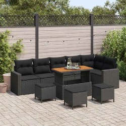 vidaXL Ensemble de canapé de jardin 10 pcs Noir polyrotin