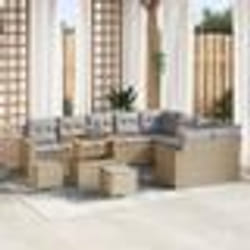 vidaXL Ensemble de 12 canapés de jardin avec coussins beige en poly rattan et acacia.