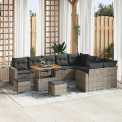 vidaXL Ensemble de canapé de jardin 12 pcs Gris polyrotin