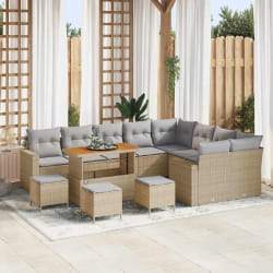 vidaXL Ensemble de canapé de jardin 13 pcs Beige polyrotin