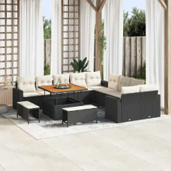 vidaXL Ensemble de canapé de jardin 13 pcs Noir polyrotin