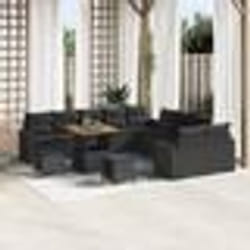 vidaXL Set de canapé de jardin de 13 pièces en poly rotin noir et acacia.