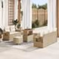 Ensemble Canapé de Jardin de 8 Pièces avec Coussins Beige Poly Rattan Acacia Ensemble de Dîner de Jardin 3 Pièces 3361691