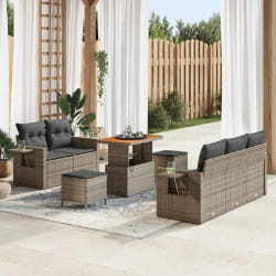 vidaXL Ensemble de canapé de jardin 8 pcs Gris polyrotin
