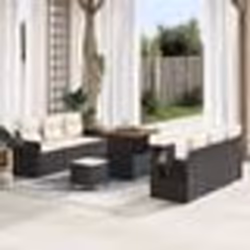 vidaXL Ensemble de canapé de jardin 9 pièces avec des coussins en polyrotin noir et en acacia