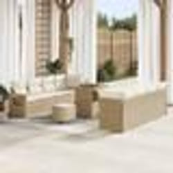 vidaXL Ensemble de salon de jardin 11 pièces avec coussins beiges en rotin poly Acacia 3361716