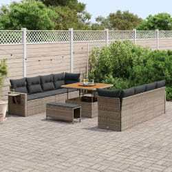 vidaXL Ensemble de canapé de jardin 11 pcs Gris Poly rotin