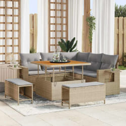 vidaXL Ensemble de canapé de jardin 8 pcs Beige polyrotin
