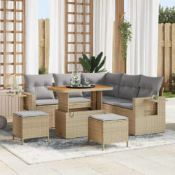 vidaXL Ensemble de canapé de jardin 8 pcs Beige polyrotin