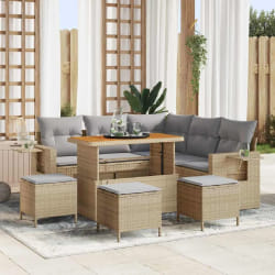 vidaXL Ensemble de canapé de jardin 9 pcs Beige polyrotin