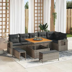 vidaXL Ensemble de canapé de jardin 9 pcs Gris polyrotin