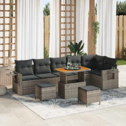vidaXL Ensemble de canapé de jardin 9 pcs Gris polyrotin