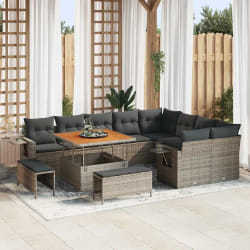 vidaXL Ensemble de canapé de jardin 12 pcs Gris polyrotin