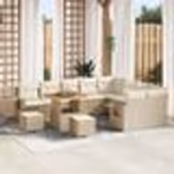vidaXL Canapé de jardin de 12 pièces avec coussins beige en poly rotin et acacia