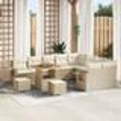 vidaXL Canapé de jardin de 12 pièces avec coussins beige en poly rotin et acacia