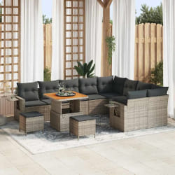 vidaXL Ensemble de canapé de jardin 12 pcs Gris polyrotin