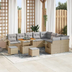 vidaXL Ensemble de canapé de jardin 12 pcs Beige polyrotin
