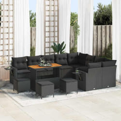 vidaXL Ensemble de canapé de jardin 13 pcs Noir polyrotin