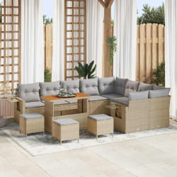 vidaXL Ensemble de canapé de jardin 13 pcs Beige polyrotin