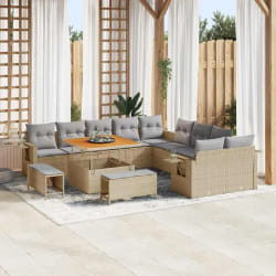 vidaXL Ensemble de canapé de jardin 13 pcs Beige polyrotin