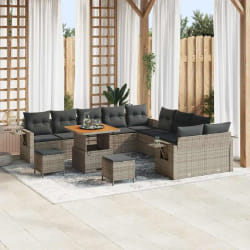 vidaXL Ensemble de canapé de jardin 13 pcs Gris polyrotin