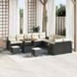 vidaXL Canapé de jardin 13 pièces avec coussins en poly rotin noir et acacia