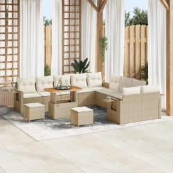 vidaXL Ensemble de canapé de jardin 13 pcs Beige polyrotin