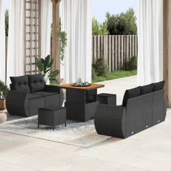 vidaXL Ensemble de canapé de jardin 8 pcs Noir polyrotin
